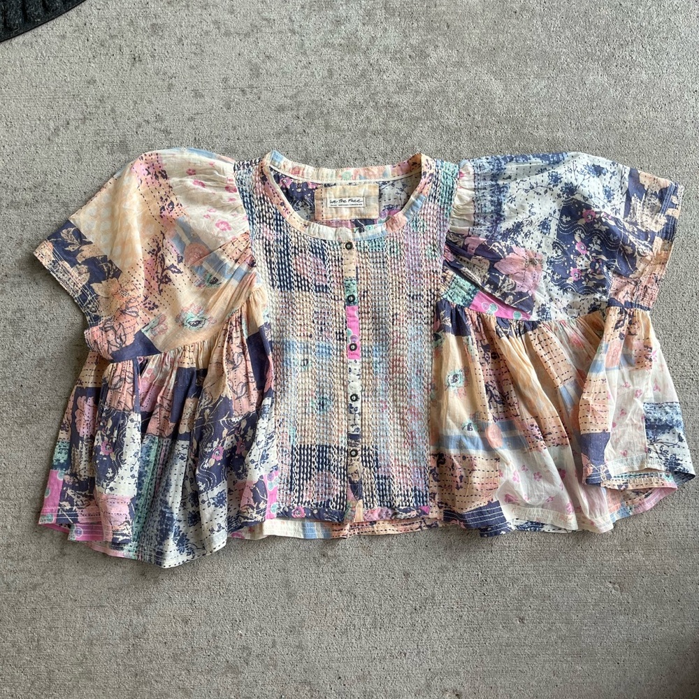 We the free flowy blouse Bella long sleeve top multi color